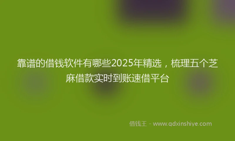 靠谱的借钱软件有哪些2025年精选，梳理五个芝麻借款实时到账速借平台