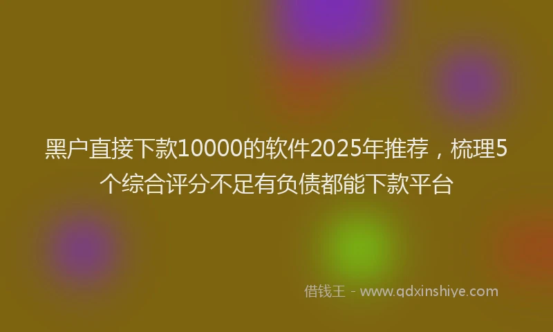 黑户直接下款10000的软件2025年推荐，梳理5个综合评分不足有负债都能下款平台