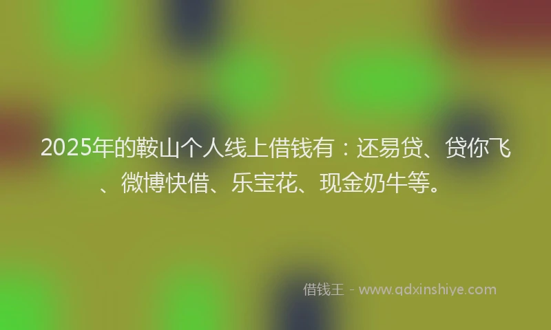 2025年的鞍山个人线上借钱有：还易贷、贷你飞、微博快借、乐宝花、现金奶牛等。