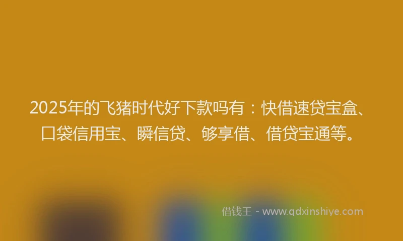 2025年的飞猪时代好下款吗有：快借速贷宝盒、口袋信用宝、瞬信贷、够享借、借贷宝通等。