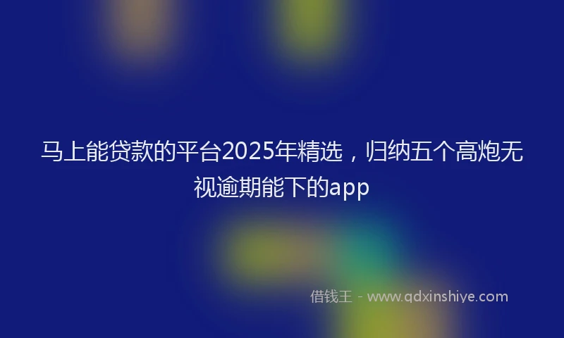 马上能贷款的平台2025年精选，归纳五个高炮无视逾期能下的app