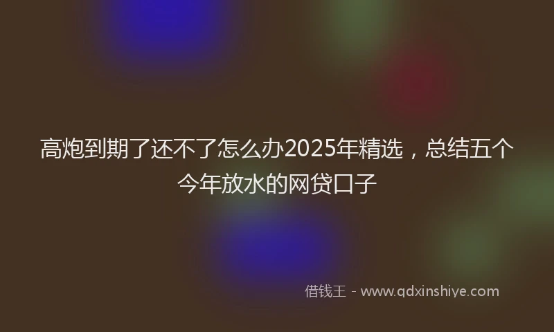高炮到期了还不了怎么办2025年精选，总结五个今年放水的网贷口子