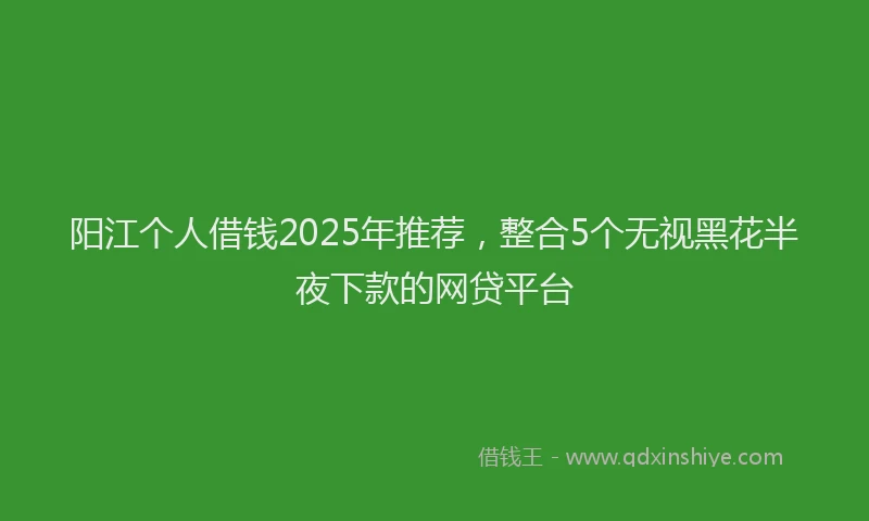 阳江个人借钱2025年推荐，整合5个无视黑花半夜下款的网贷平台