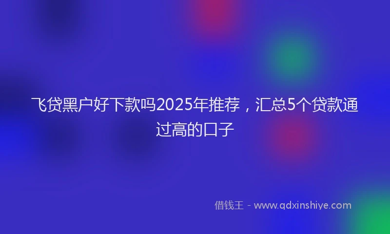 飞贷黑户好下款吗2025年推荐，汇总5个贷款通过高的口子