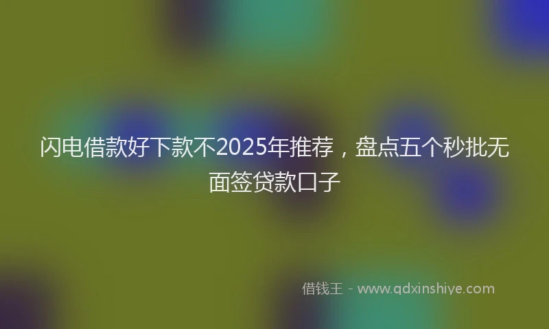 闪电借款好下款不2025年推荐，盘点五个秒批无面签贷款口子