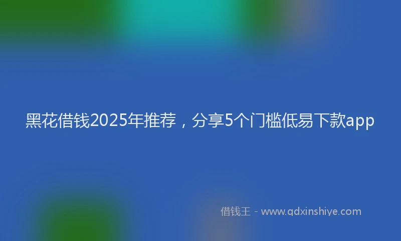 黑花借钱2025年推荐，分享5个门槛低易下款app