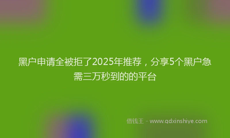 黑户申请全被拒了2025年推荐，分享5个黑户急需三万秒到的的平台