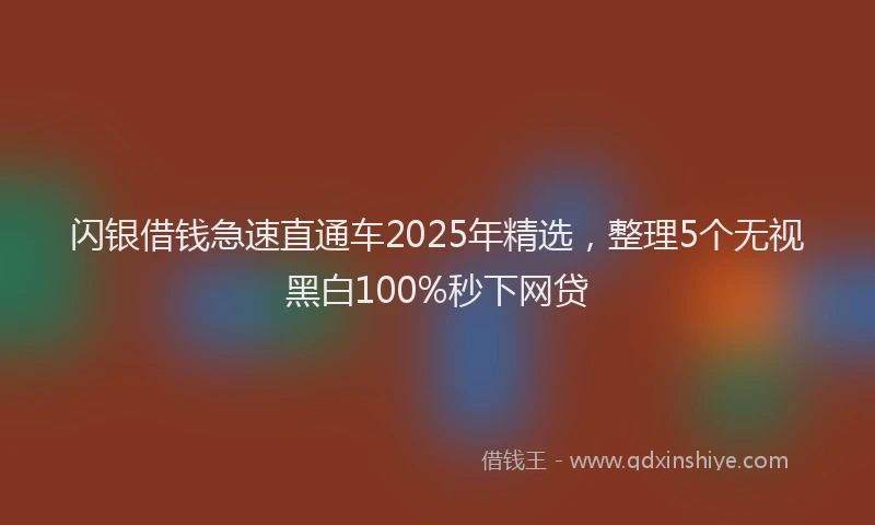 闪银借钱急速直通车2025年精选，整理5个无视黑白100%秒下网贷