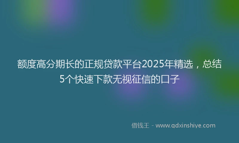 额度高分期长的正规贷款平台2025年精选，总结5个快速下款无视征信的口子