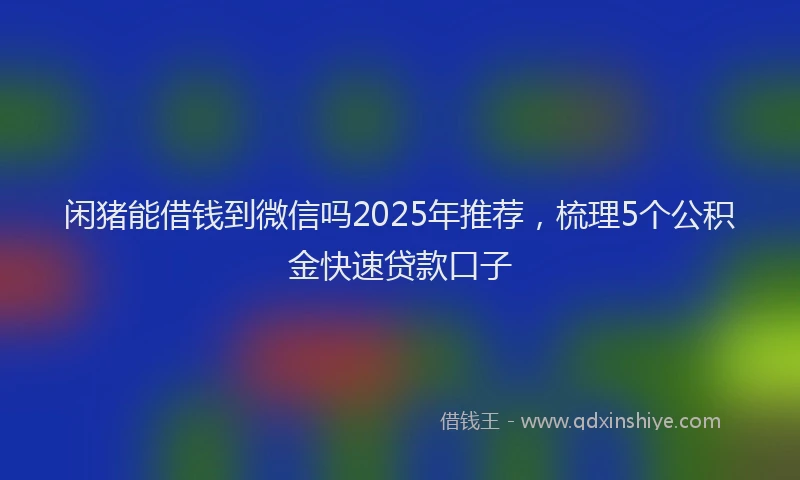 闲猪能借钱到微信吗2025年推荐，梳理5个公积金快速贷款口子