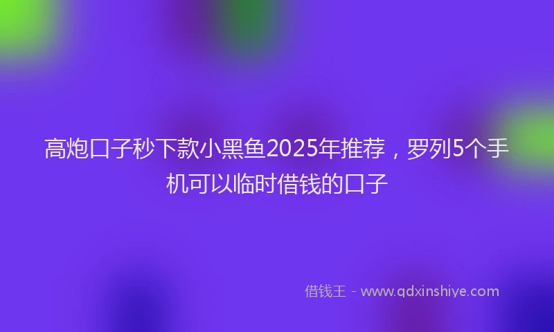 高炮口子秒下款小黑鱼2025年推荐，罗列5个手机可以临时借钱的口子