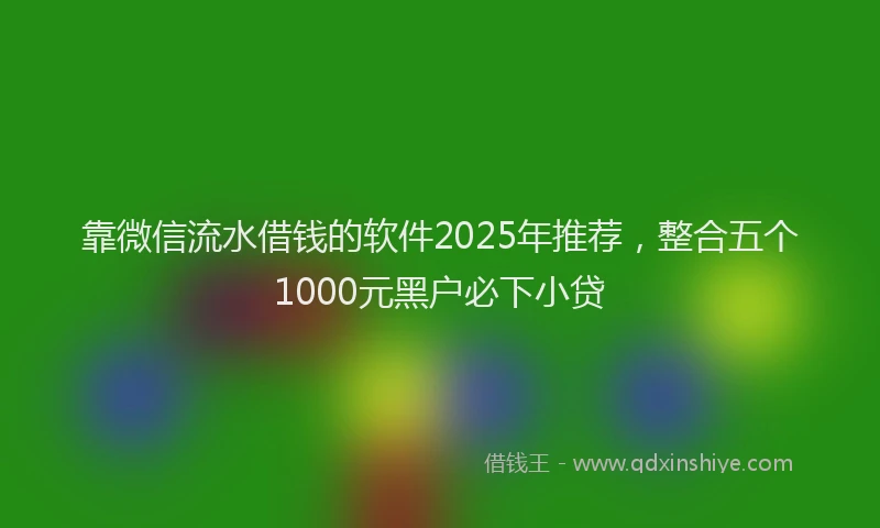 靠微信流水借钱的软件2025年推荐，整合五个1000元黑户必下小贷
