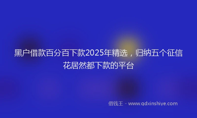 黑户借款百分百下款2025年精选，归纳五个征信花居然都下款的平台