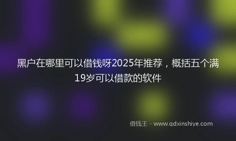 黑户在哪里可以借钱呀2025年推荐，概括五个满19岁可以借款的软件
