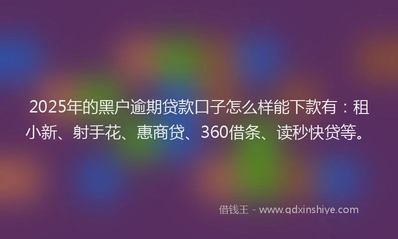 2025年的黑户逾期贷款口子怎么样能下款有：租小新、射手花、惠商贷、360借条、读秒快贷等。