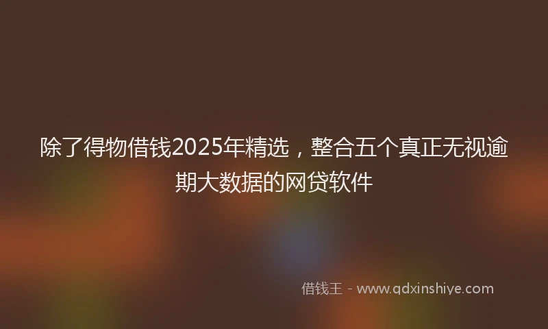 除了得物借钱2025年精选，整合五个真正无视逾期大数据的网贷软件