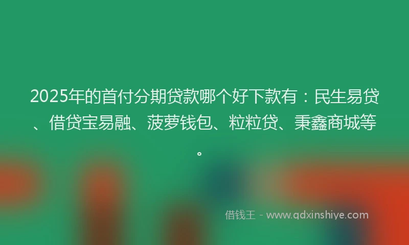 2025年的首付分期贷款哪个好下款有：民生易贷、借贷宝易融、菠萝钱包、粒粒贷、秉鑫商城等。