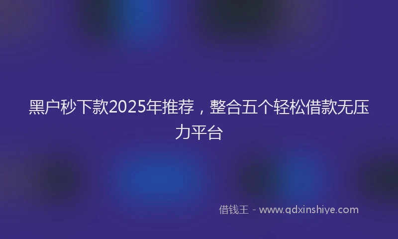 黑户秒下款2025年推荐，整合五个轻松借款无压力平台