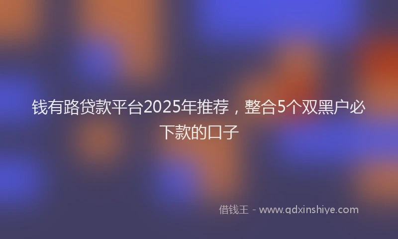 钱有路贷款平台2025年推荐，整合5个双黑户必下款的口子