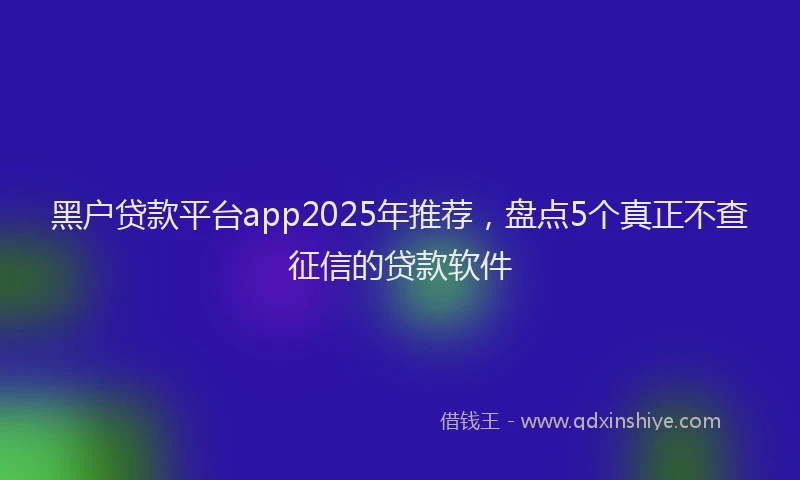 黑户贷款平台app2025年推荐，盘点5个真正不查征信的贷款软件