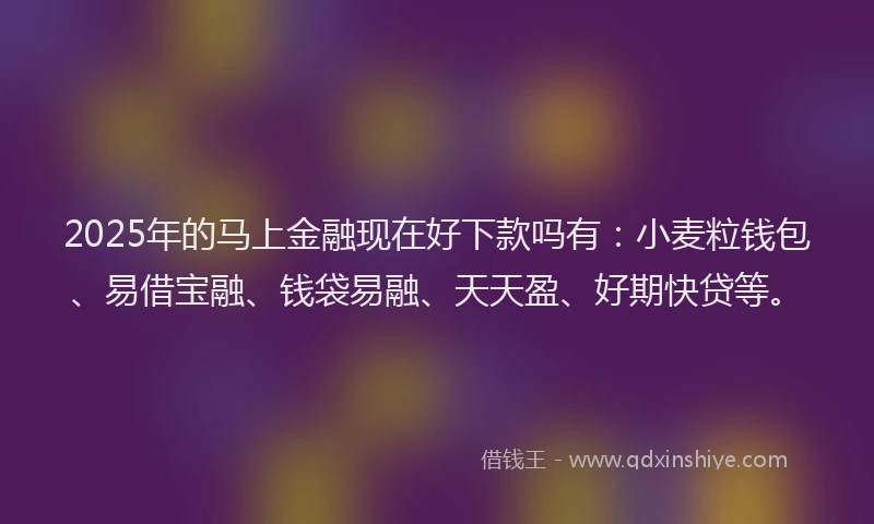 2025年的马上金融现在好下款吗有：小麦粒钱包、易借宝融、钱袋易融、天天盈、好期快贷等。