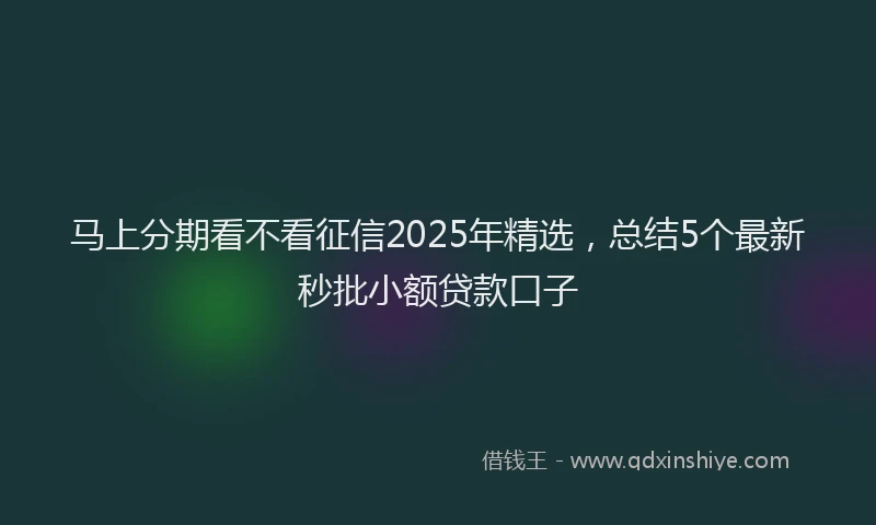 马上分期看不看征信2025年精选，总结5个最新秒批小额贷款口子
