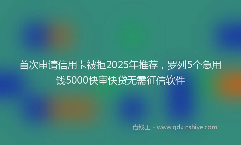 首次申请信用卡被拒2025年推荐，罗列5个急用钱5000快审快贷无需征信软件