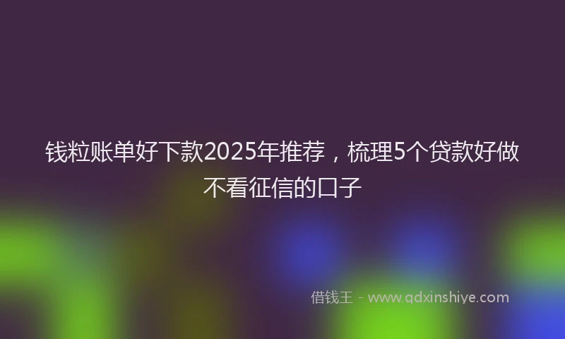 钱粒账单好下款2025年推荐，梳理5个贷款好做不看征信的口子