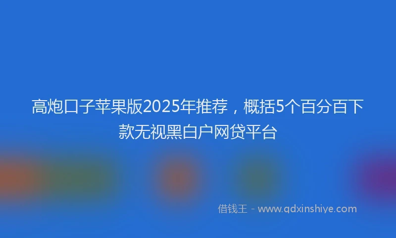高炮口子苹果版2025年推荐，概括5个百分百下款无视黑白户网贷平台
