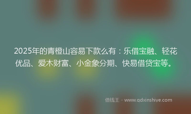 2025年的青橙山容易下款么有：乐借宝融、轻花优品、爱木财富、小金象分期、快易借贷宝等。