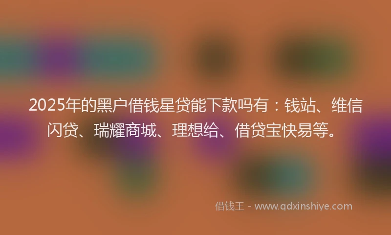 2025年的黑户借钱星贷能下款吗有：钱站、维信闪贷、瑞耀商城、理想给、借贷宝快易等。