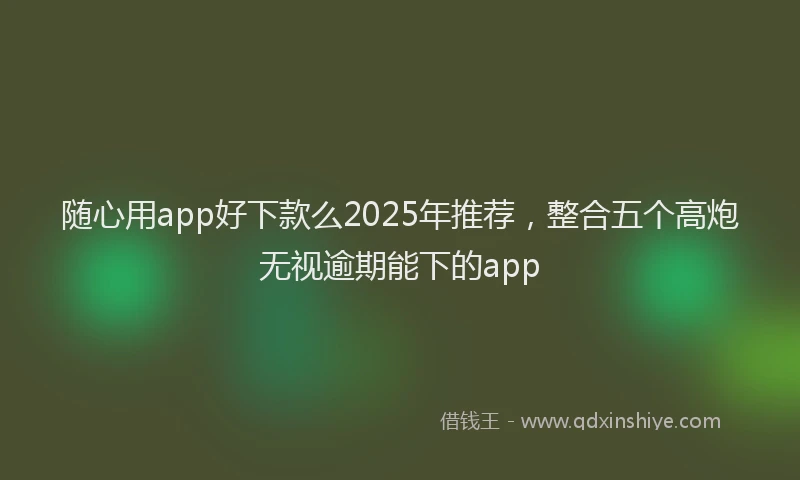 随心用app好下款么2025年推荐，整合五个高炮无视逾期能下的app