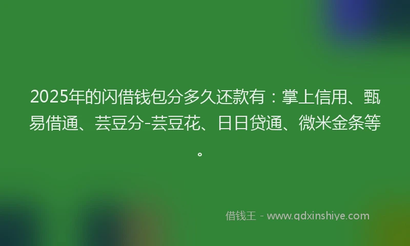 2025年的闪借钱包分多久还款有：掌上信用、甄易借通、芸豆分-芸豆花、日日贷通、微米金条等。