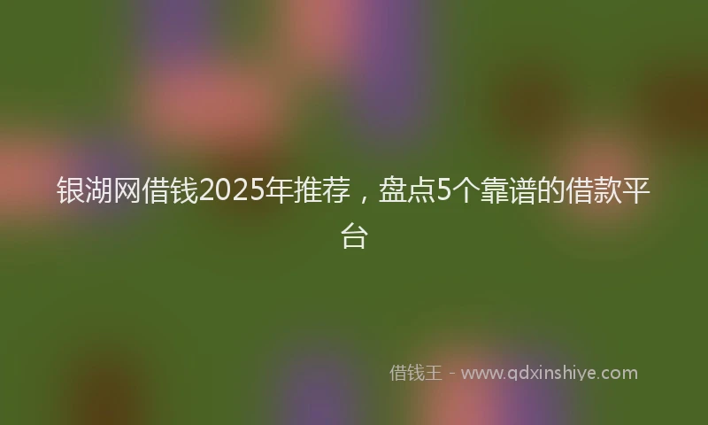 银湖网借钱2025年推荐，盘点5个靠谱的借款平台