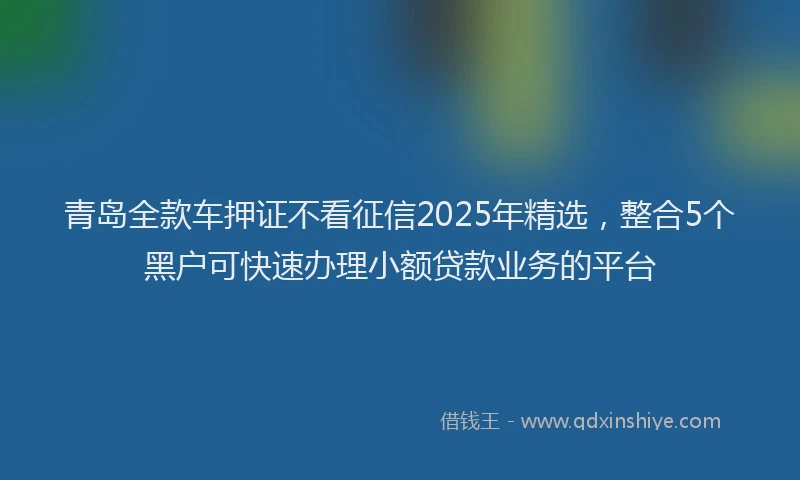 青岛全款车押证不看征信2025年精选，整合5个黑户可快速办理小额贷款业务的平台