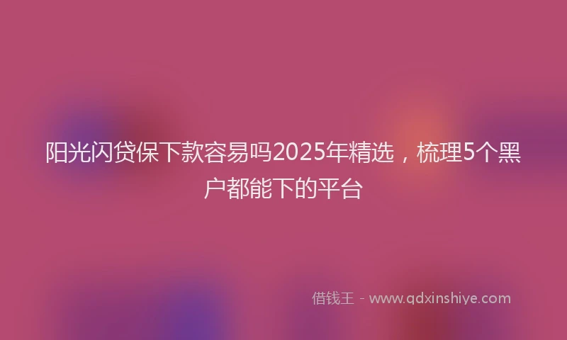 阳光闪贷保下款容易吗2025年精选，梳理5个黑户都能下的平台