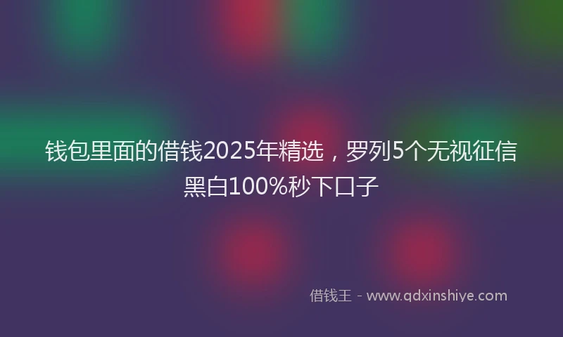 钱包里面的借钱2025年精选，罗列5个无视征信黑白100%秒下口子