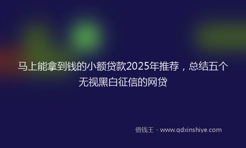 马上能拿到钱的小额贷款2025年推荐，总结五个无视黑白征信的网贷