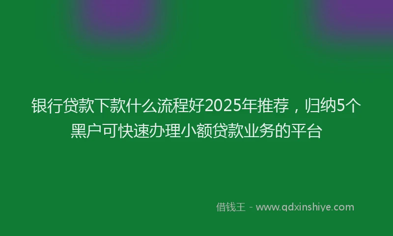 银行贷款下款什么流程好2025年推荐，归纳5个黑户可快速办理小额贷款业务的平台