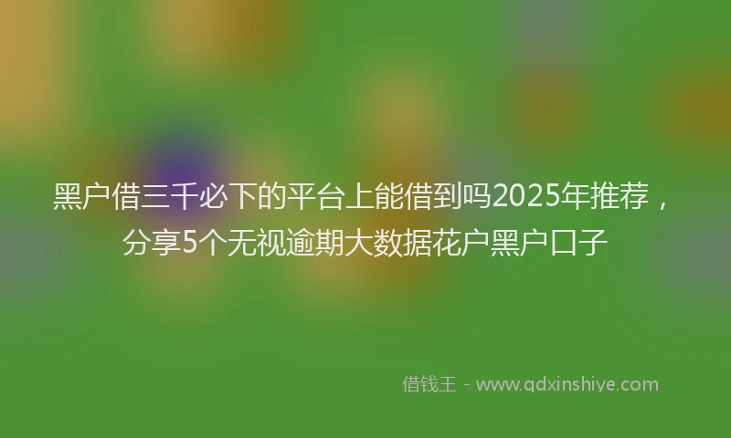 黑户借三千必下的平台上能借到吗2025年推荐，分享5个无视逾期大数据花户黑户口子