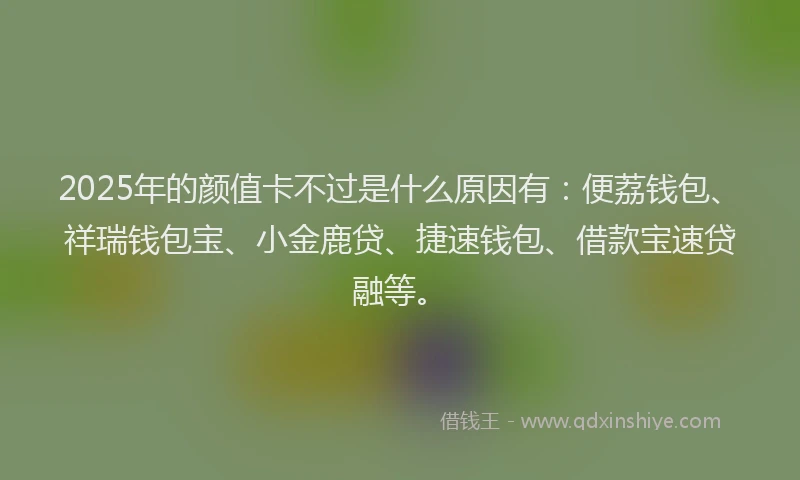 2025年的颜值卡不过是什么原因有：便荔钱包、祥瑞钱包宝、小金鹿贷、捷速钱包、借款宝速贷融等。