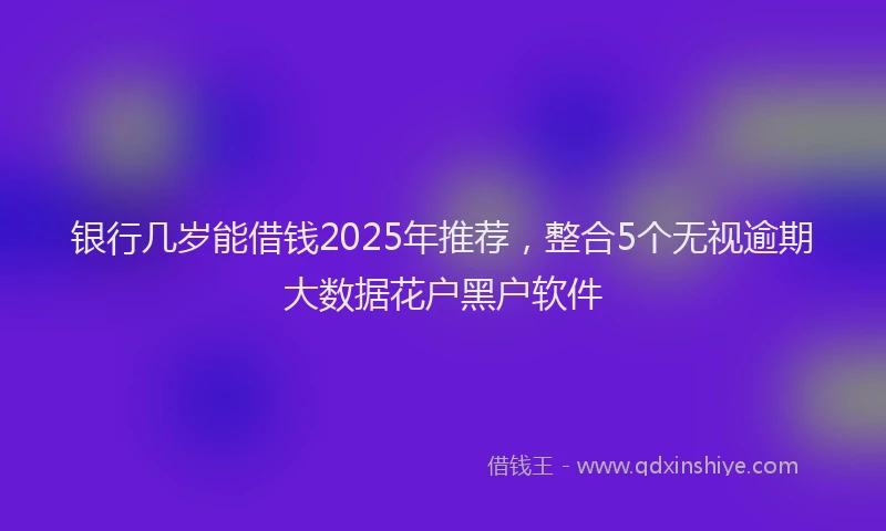 银行几岁能借钱2025年推荐，整合5个无视逾期大数据花户黑户软件