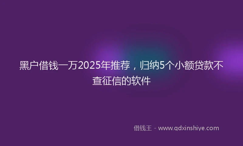 黑户借钱一万2025年推荐，归纳5个小额贷款不查征信的软件