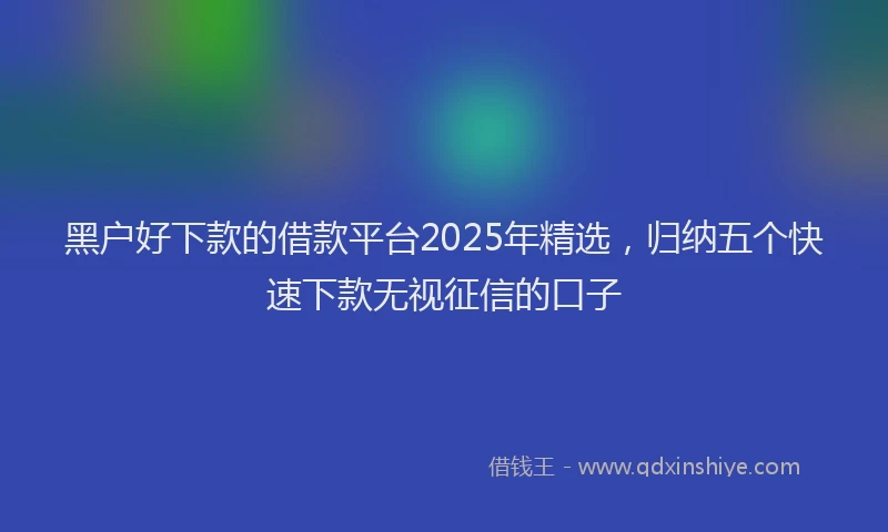 黑户好下款的借款平台2025年精选，归纳五个快速下款无视征信的口子