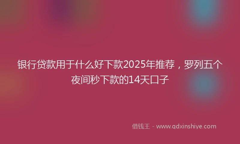 银行贷款用于什么好下款2025年推荐，罗列五个夜间秒下款的14天口子
