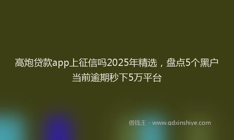 高炮贷款app上征信吗2025年精选，盘点5个黑户当前逾期秒下5万平台
