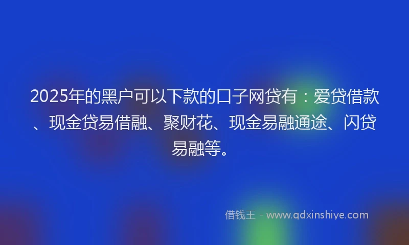 2025年的黑户可以下款的口子网贷有：爱贷借款、现金贷易借融、聚财花、现金易融通途、闪贷易融等。