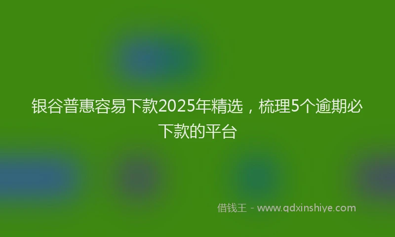 银谷普惠容易下款2025年精选，梳理5个逾期必下款的平台