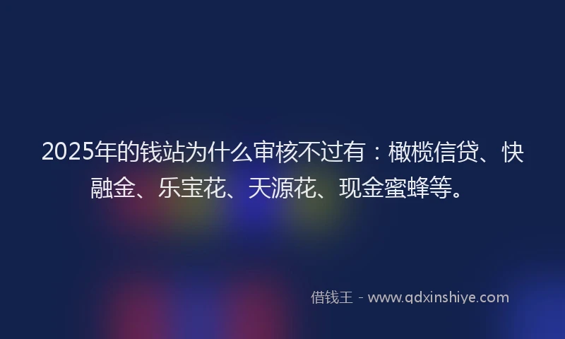 2025年的钱站为什么审核不过有：橄榄信贷、快融金、乐宝花、天源花、现金蜜蜂等。