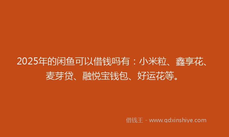 2025年的闲鱼可以借钱吗有：小米粒、鑫享花、麦芽贷、融悦宝钱包、好运花等。
